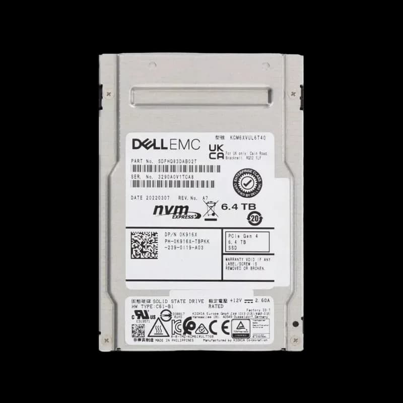 SDFHQ83DAB02T - KIOXIA CM6 6.4TB PCI Express NVMe TLC 2.5" SSD