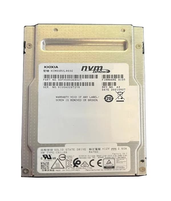 SDFHS86GEB02T - KIOXIA CM6-R 960GB TLC PCIe NVMe 4.0 x4 2.5-In SSD