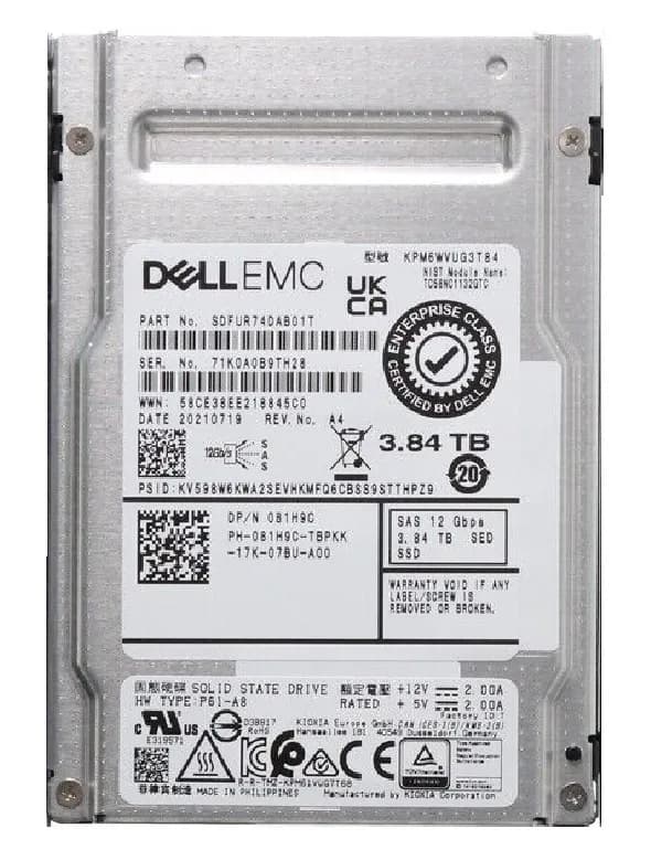 SDFUR74DAB01T - KIOXIA PM6-R 3.84TB SAS TLC 2.5" Solid State Drive