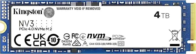 SNV3S/4000G - Kingston NV3 4TB PCIe 4.0 x4 NVMe M.2 2280 SSD