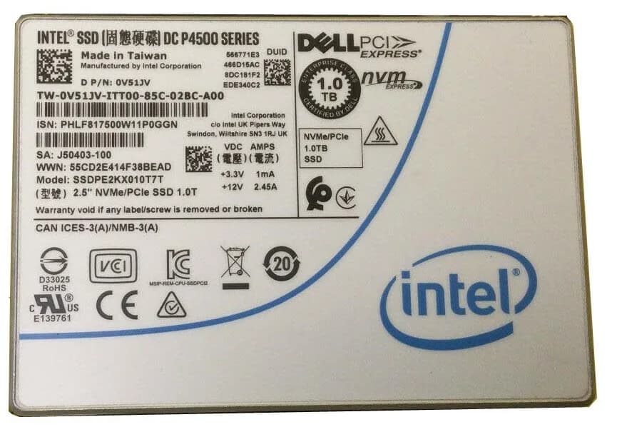 SSDPE2KX010T7T - Intel DC P4500 1TB PCI Express NVMe TLC 2.5" SSD
