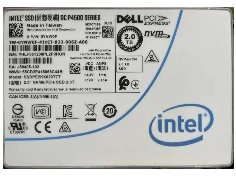 SSDPE2KX020T7T - Intel DC P4500 2TB PCI Express NVMe 2.5" SSD