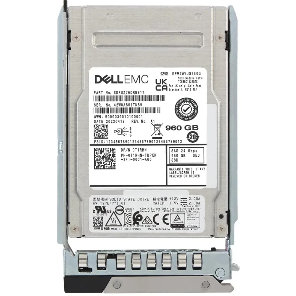 Dell T1RHN 960GB SAS 24Gbps RI TLC 1DWPD 2.5in SSD