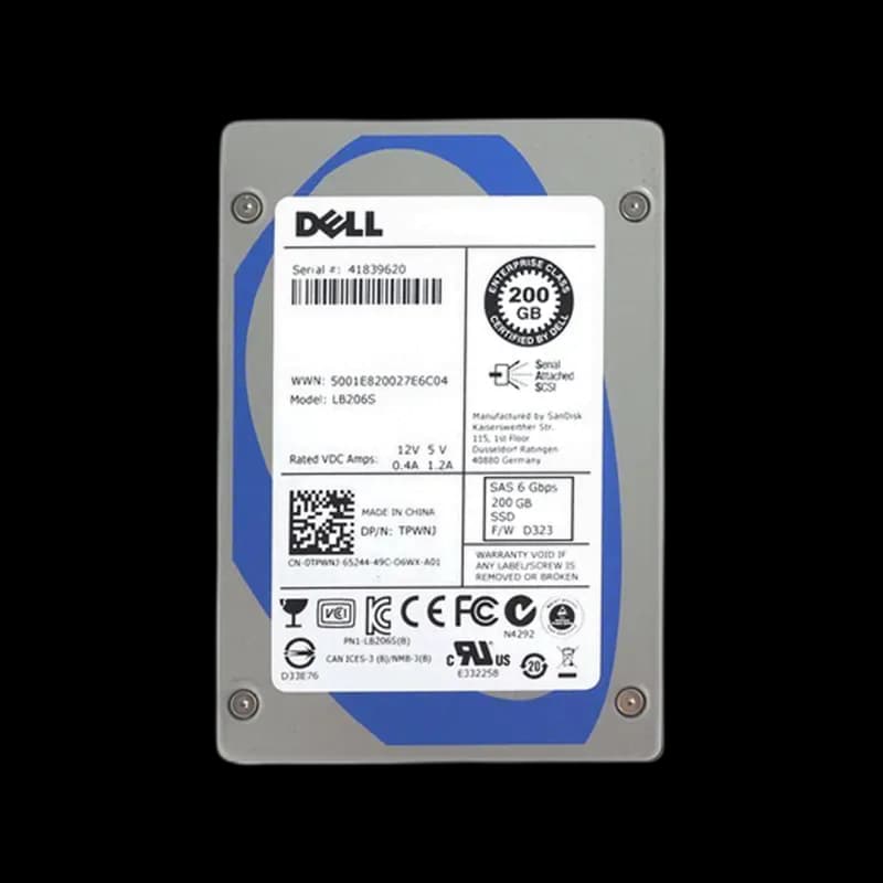TPWNJ - Dell 200GB 2.5 inch MLC 6Gb/s SAS Solid State Drive