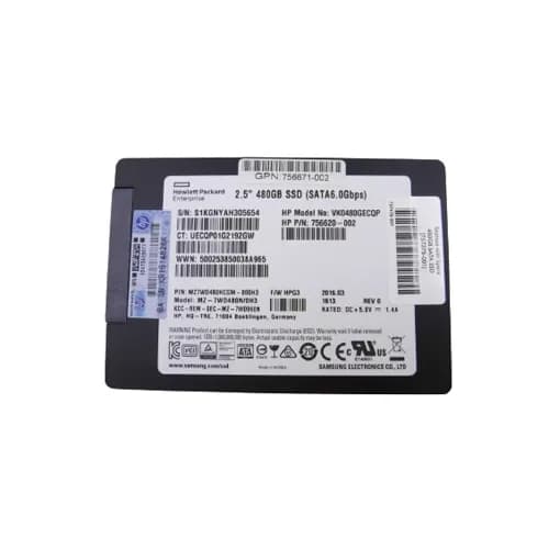 VK0480GECQP - HPE 480GB 2.5 inch MLC 6Gb/s SATA Solid State Drive