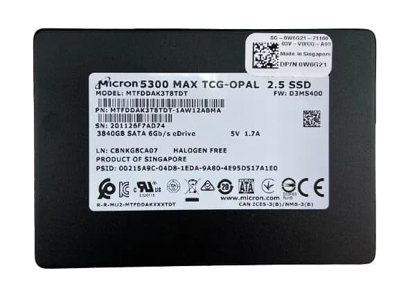 W6G21 - Dell 3.84TB SATA SFF 2.5" Solid State Drive