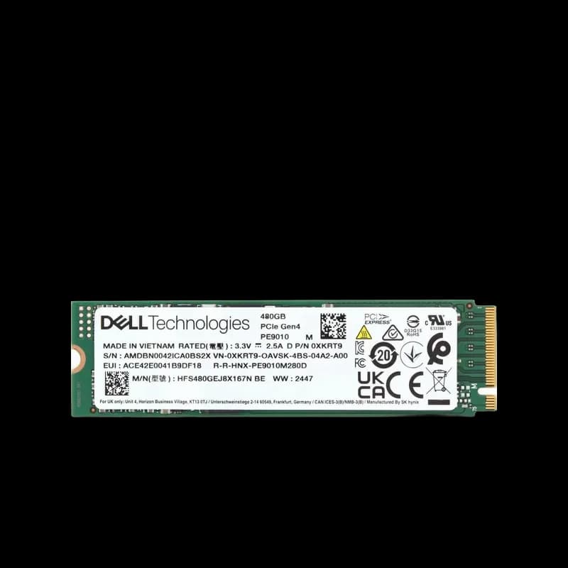 XKRT9 - Dell 480GB PCI Express NVMe TLC M.2 2280 Solid State Drive