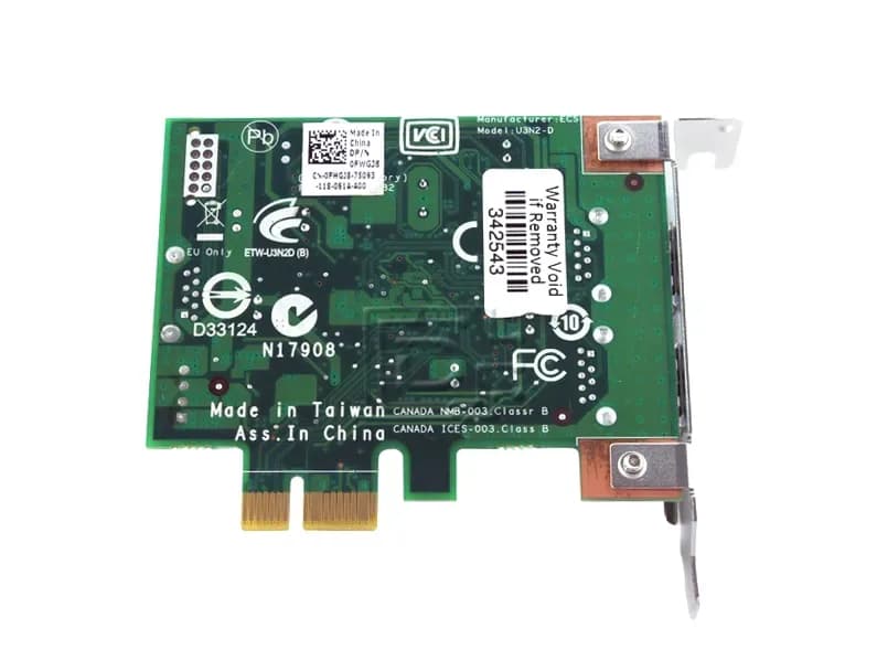 FWGJ8 - Dell 2-Ports USB 3.0 PCI Express x1 Controller Card