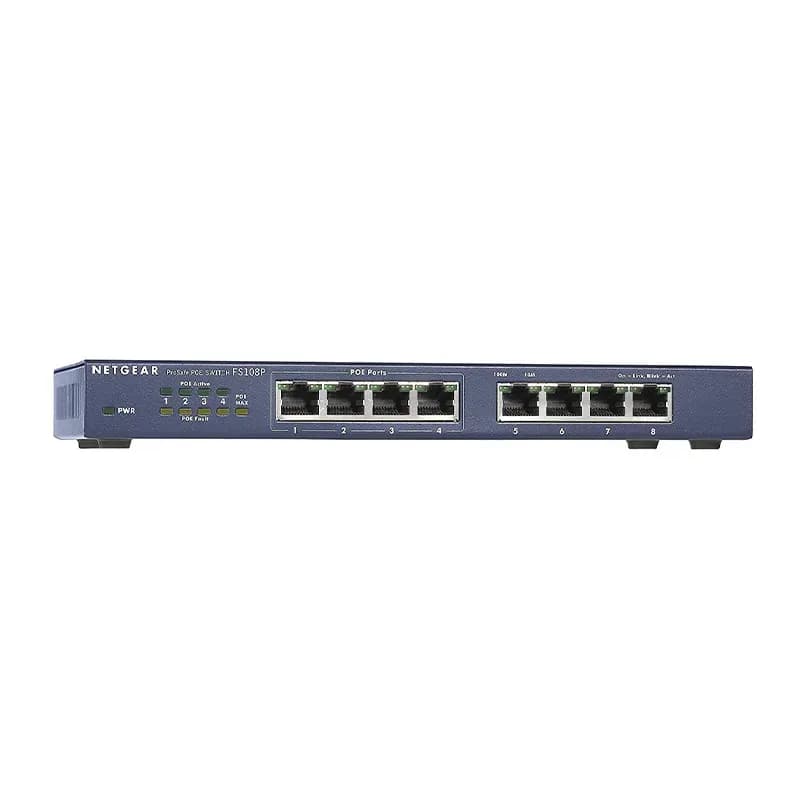FS108PNA - Netgear Prosafe 100 Series FS108P 8 x Ports (4 x Ports PoE) 10/100Base-T Desktop Unmanaged Fast Ethernet Network Switch