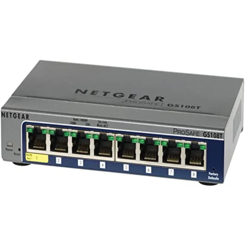 GS108T - Netgear ProSafe 8 x Ports 10/100/1000Base-T Unmanaged Rack-mountable Gigabit Ethernet Smart Network Switch