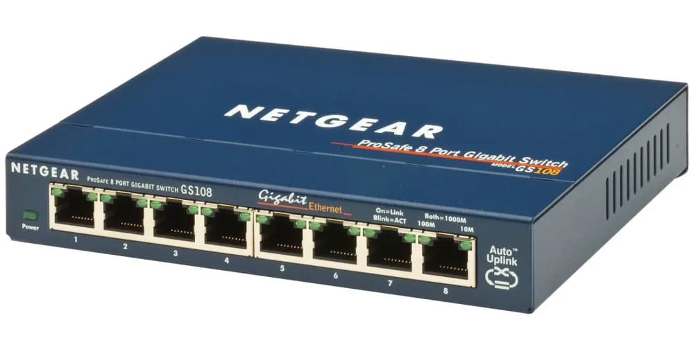 GS108UK - Netgear Prosafe GS108 8 x Ports 10/100/1000Base-T Unmanaged Rack-mountable Gigabit Ethernet Smart Network Switch