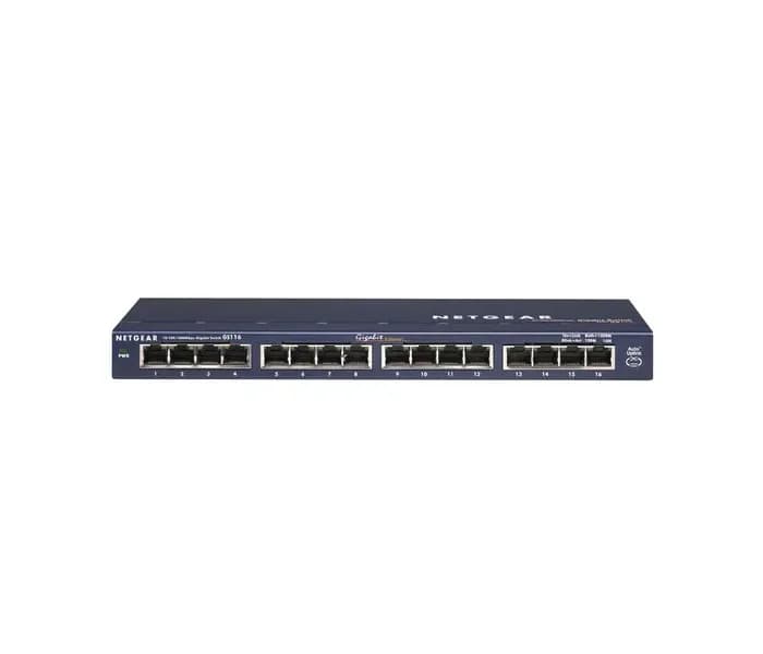 GS116UK - Netgear Prosafe GS116 16 x RJ-45 Ports 10/100/1000Base-T Layer 2 Unmanaged Gigabit Ethernet Network Switch