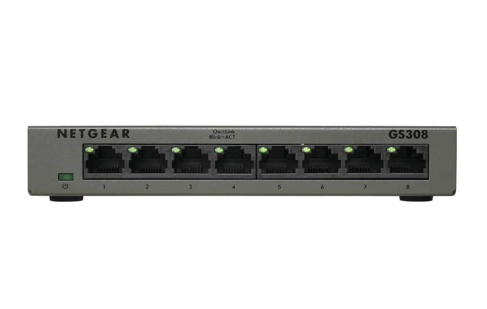 GS308-300UKS - Netgear 300 Series GS308 8 x RJ-45 Ports 10/100/1000Base-T Unmanaged Gigabit Ethernet Network Switch