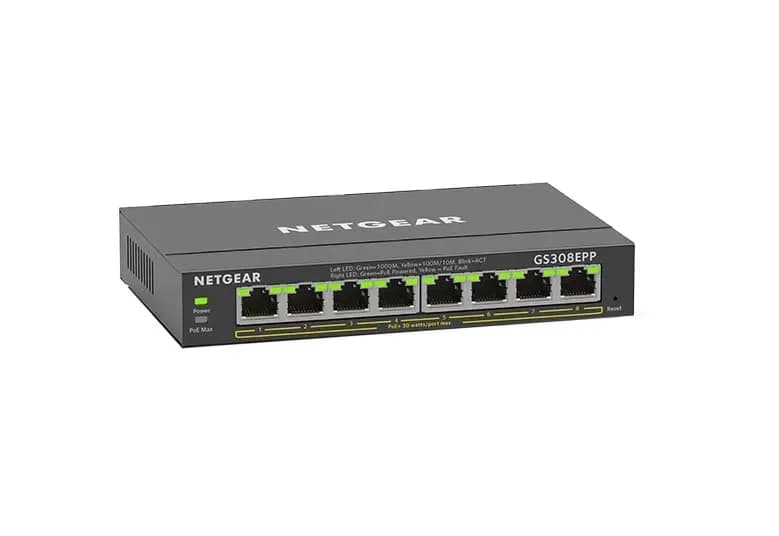 GS308EPP - Netgear 300 Series GS308EP 8 x RJ-45 Ports PoE+ 10/100/1000Base-T Layer 2 Unmanaged Gigabit Ethernet Network Switch