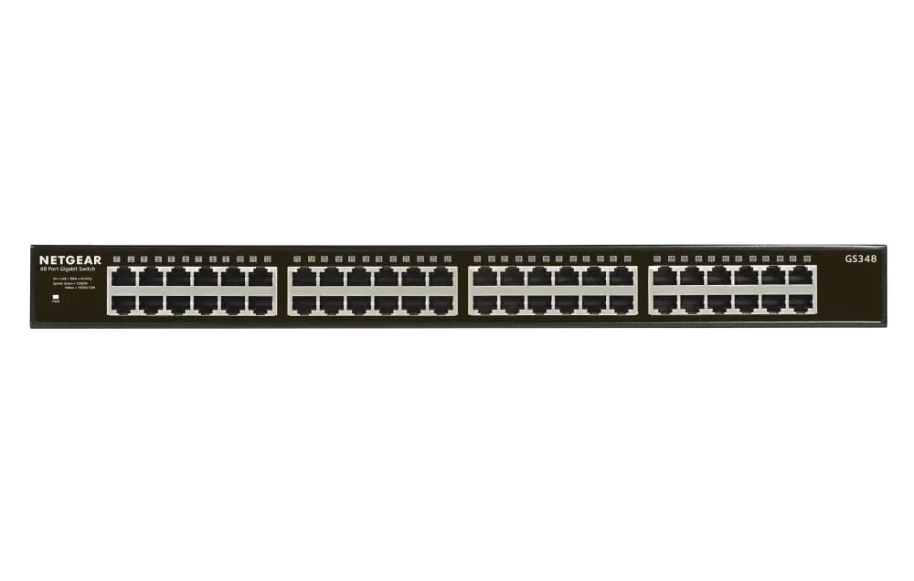 GS348-100EUS - Netgear Prosafe 300 Series GS348 48 x Ports 10/100/1000Base-T Unmanaged Rack-mountable Gigabit Ethernet Network Switch