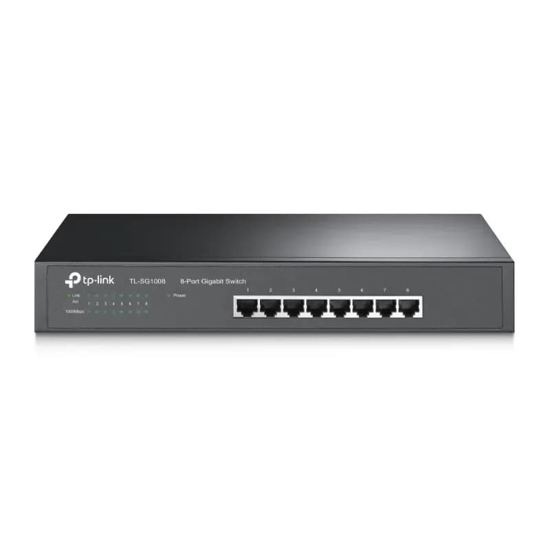 TL-SG1008 - TP-LINK SG1008 8 x RJ-45 Ports 10/100/1000Base-T Unmanaged Rack-mountable Gigabit Ethernet Network Switch