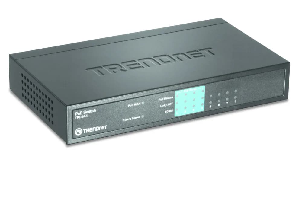 TPE-S44 - TRENDnet GREENnet 4 x RJ-45 Ports PoE+ 10/100Base-T + 4 x Ports 100Base-T Layer2 Unmanaged Rack-mountable Fast Ethernet Network Switch