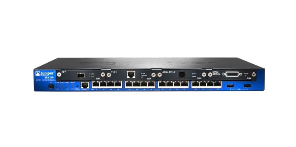 SRX240H2-POE - Juniper SRX240H 16 x Ports PoE+ 10/100/1000Base-T + 4 x Expansion Slots mini-PIM Services Gateway Security