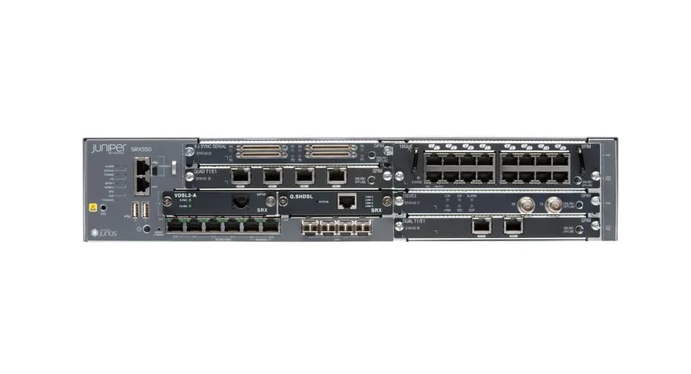 SRX550-645AP - Juniper SRX Series SRX550 Services Gateway 6 x Ports 1000Base-T + 4 x SFP + 2 x Mini-PIM Slots + 6 x GPIM Slots 2U Rack-Mountable Services Gateway