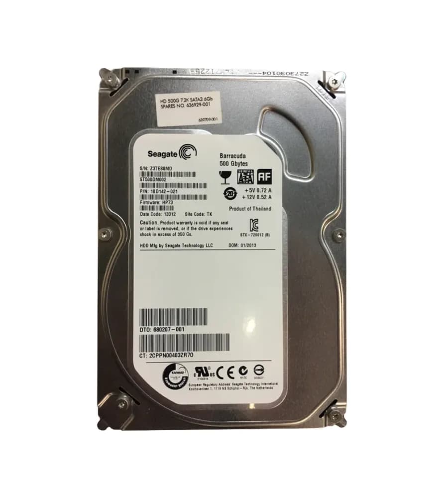 1BD142-021 - HP 500GB 7200RPM SATA 6Gb/s 3.5-in Hard Drive