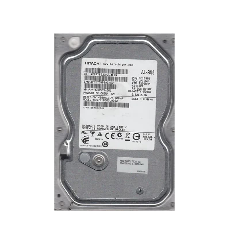 616281-001 - HP 500GB 7200RPM SATA 6Gb/s 3.5-in Hard Drive