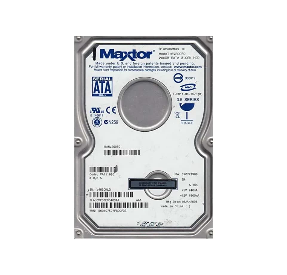 6V200E0 - Maxtor 200GB 7200RPM SATA 3Gb/s 3.5-in Hard Drive
