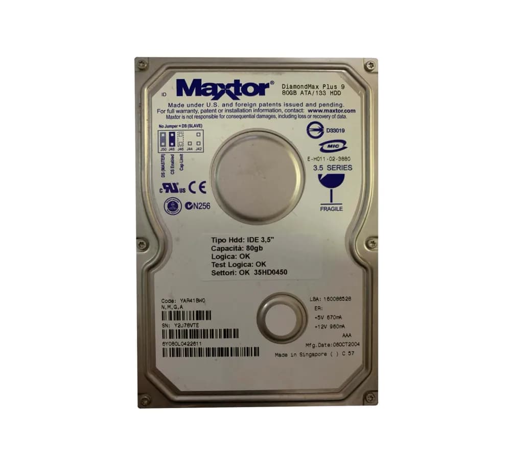 6Y080L0422611 - Maxtor 80GB 7200RPM ATA-133 133MB/s 3.5-in Hard Drive