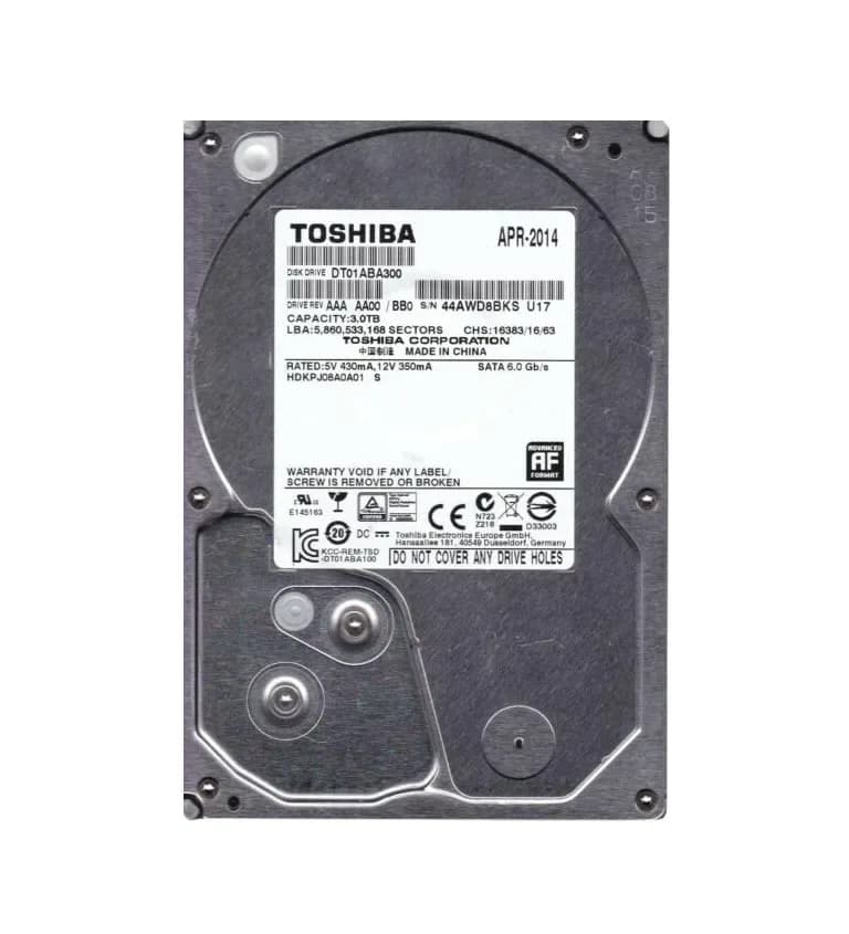 DT01ABA300 - Toshiba 3TB 5940RPM SATA 6Gb/s 32MB Cache 3.5" Hard Drive