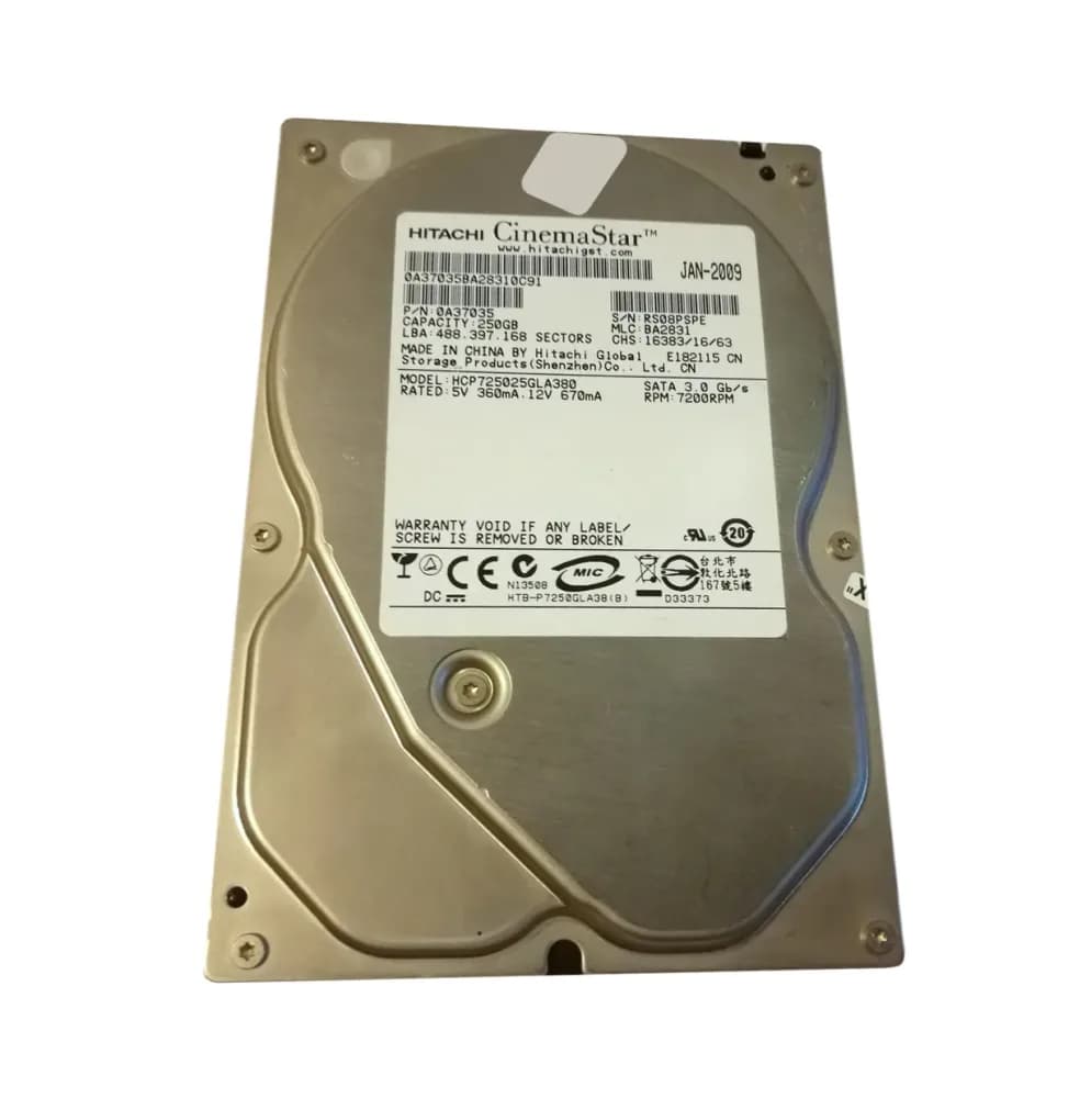HCP725025GLA380 - Hitachi 250GB 7200RPM SATA 3Gb/s 3.5-in Hard Drive