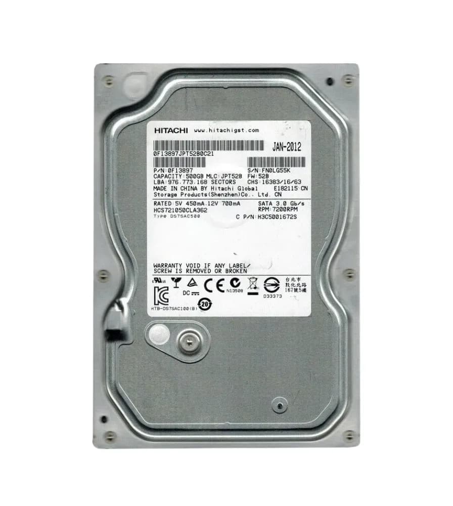 HCS721050CLA362 - HGST 500GB 7200RPM SATA 3Gb/s 3.5-in Hard Drive