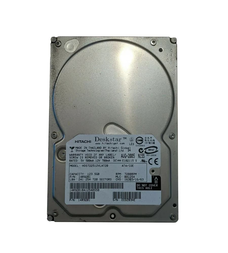 HDS722512VLAT20 - Hitachi 120GB 7200RPM ATA/100 3.5-inch Hard Drive