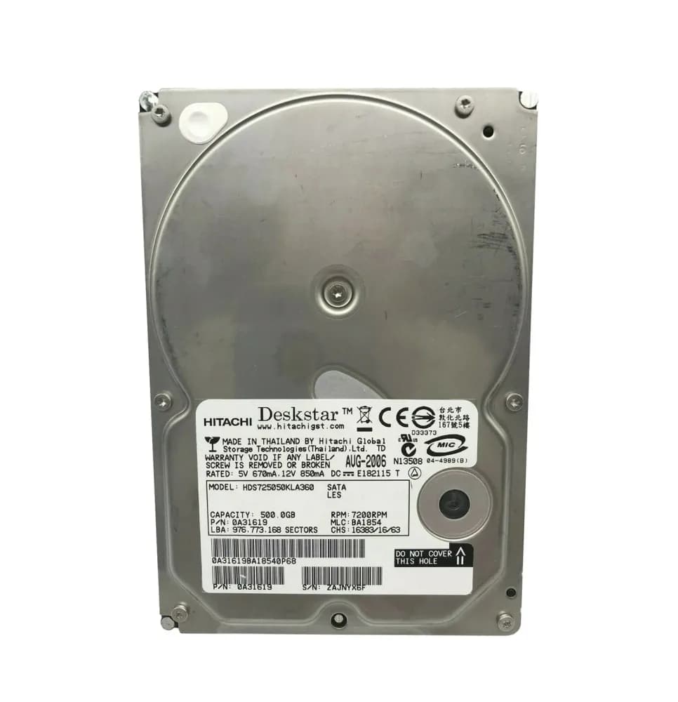 HDS725050KLA - Hitachi 500GB 7200RPM SATA 3Gb/s 3.5-in Hard Drive