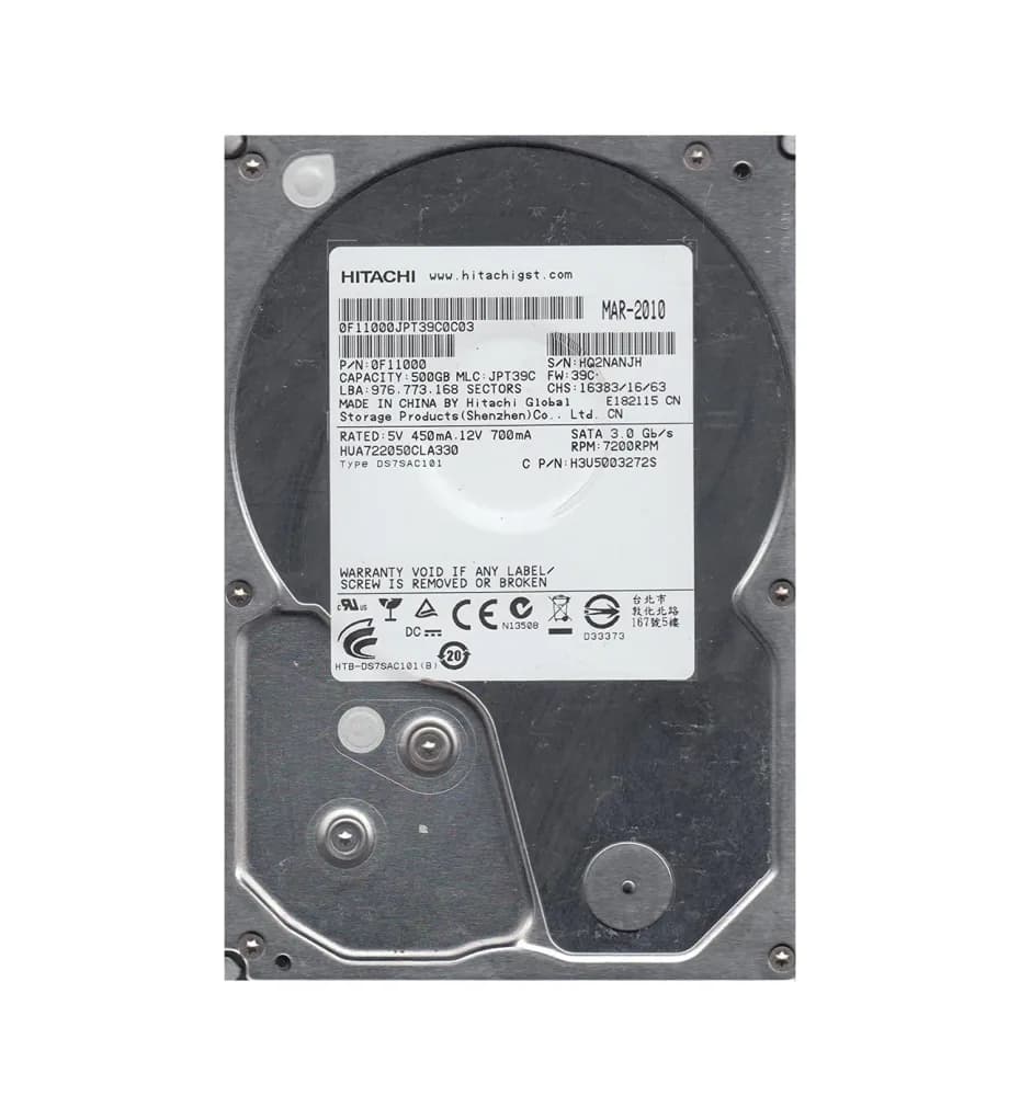HUA722050CLA330 - HGST 500GB 7200RPM SATA 3Gb/s 3.5-in Hard Drive