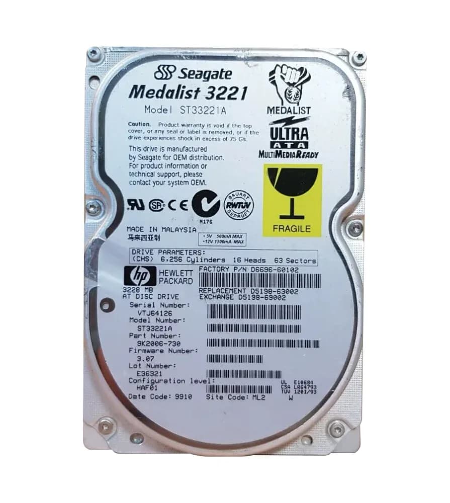 ST33221A - Seagate Medalist 3221 3.2GB 5.4K Ultra ATA/33 3.5" HDD