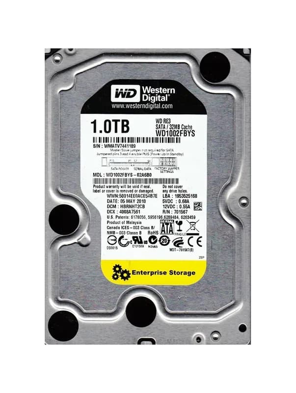 WD1002FBYS-02A6B0 - Western Digital 1TB 7200RPM SATA 3Gb/s 3.5-in HDD