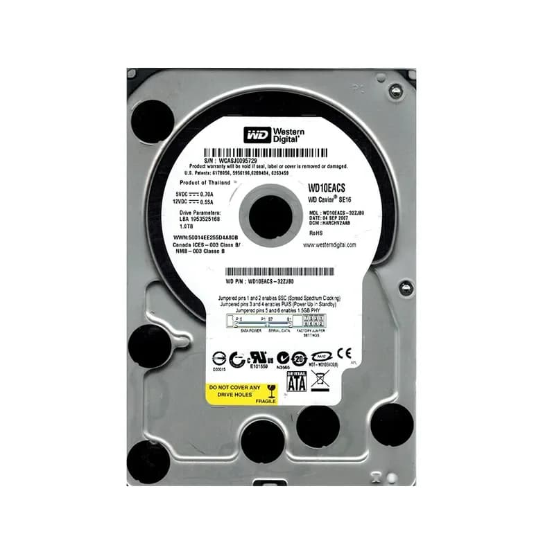 WD10EACS-32ZJB0 - Western Digital 1TB 7200RPM SATA 3Gb/s 3.5-in HDD