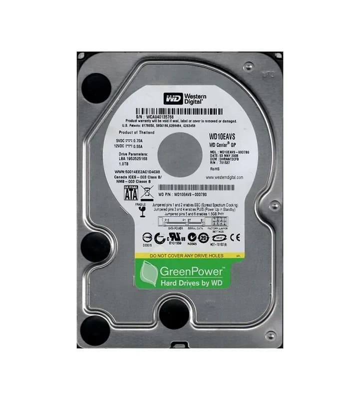 WD10EAVS-00D7B0 - Western Digital 1TB 7200RPM SATA 3Gb/s 3.5-in HDD