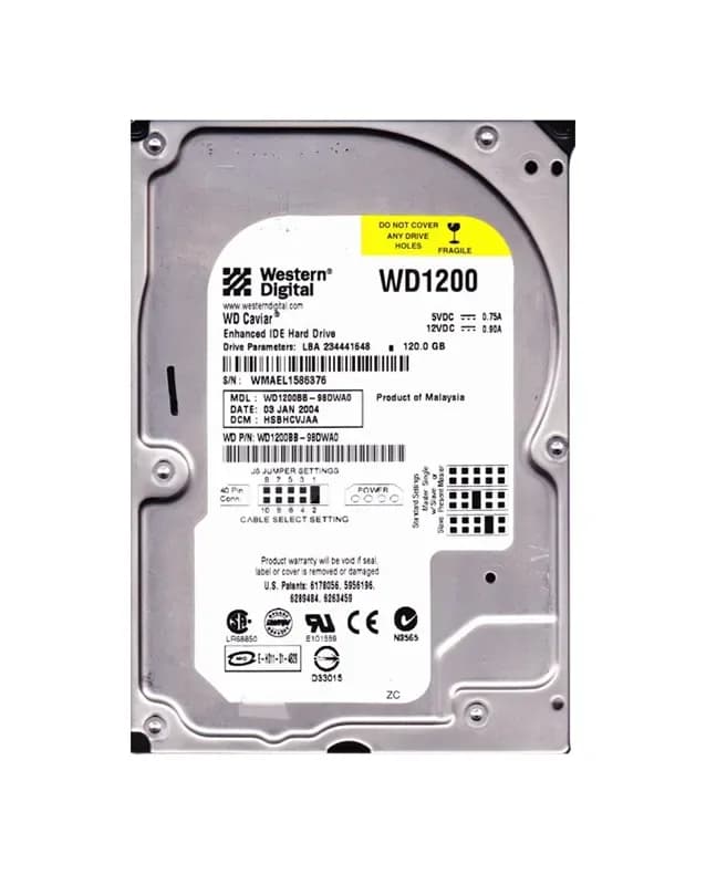 WD1200BB-98DWA0 - WD Caviar 120GB 7.2K EIDE 2MB Cache (512) 3.5" HDD