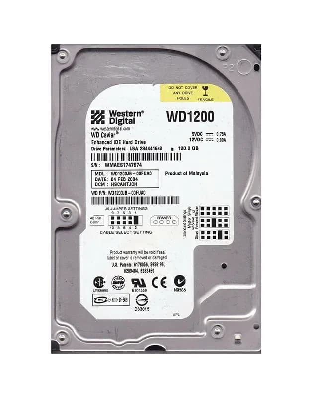 WD1200JB-00FUA0 - WD Caviar 120GB 7200RPM EIDE (512) 3.5" Hard Drive