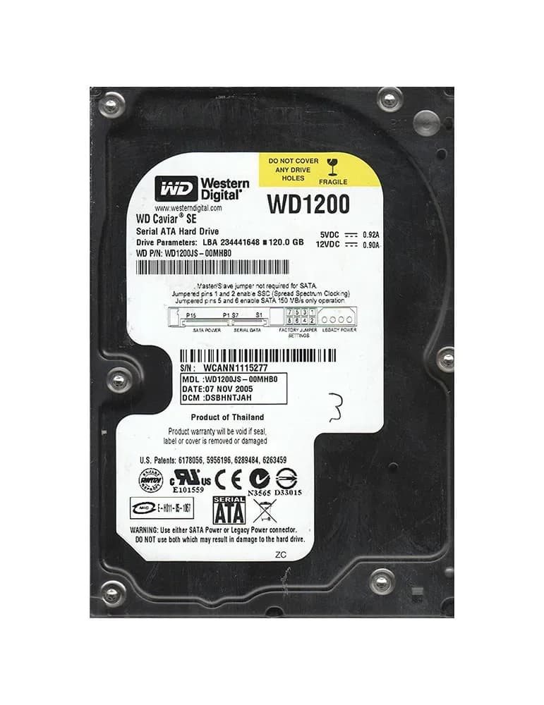 WD1200JS-00MHB0 - WD 120GB 7200RPM SATA 3Gb/s 3.5-in HDD