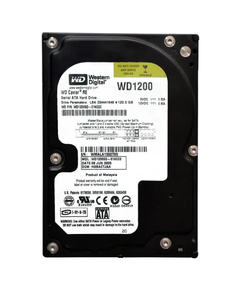 WD1200SD-01KCC0 - WD 120GB 7200RPM SATA 1.5Gb/s 3.5-in HDD