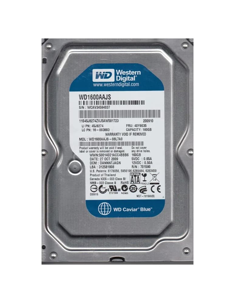WD1600AAJS-08L7A0 - WD 160GB 7200RPM SATA 3Gb/s 3.5-in HDD