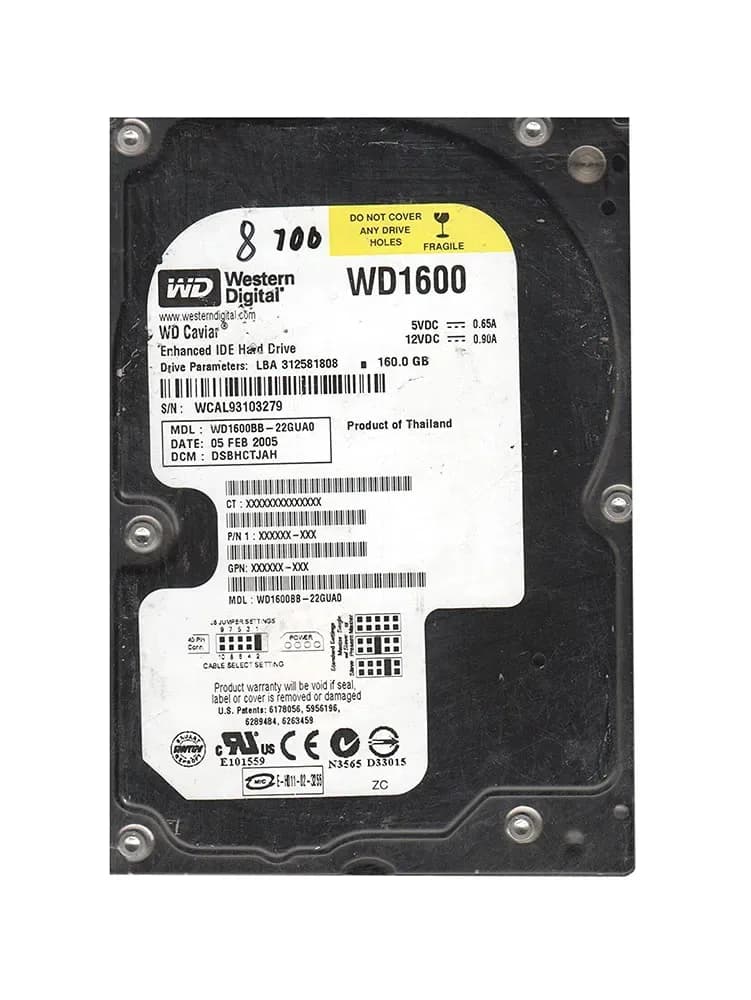 WD1600BB-22GUA0 - WD Caviar Blue 160GB 7.2K EIDE 2MB (512) 3.5" HDD