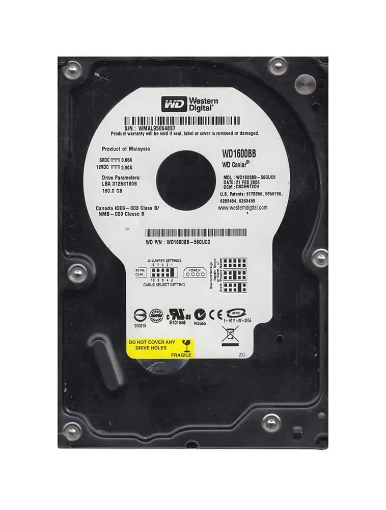 WD1600BB-56GUC0 - WD Caviar Blue 160GB 7.2K EIDE 2MB (512) 3.5" HDD