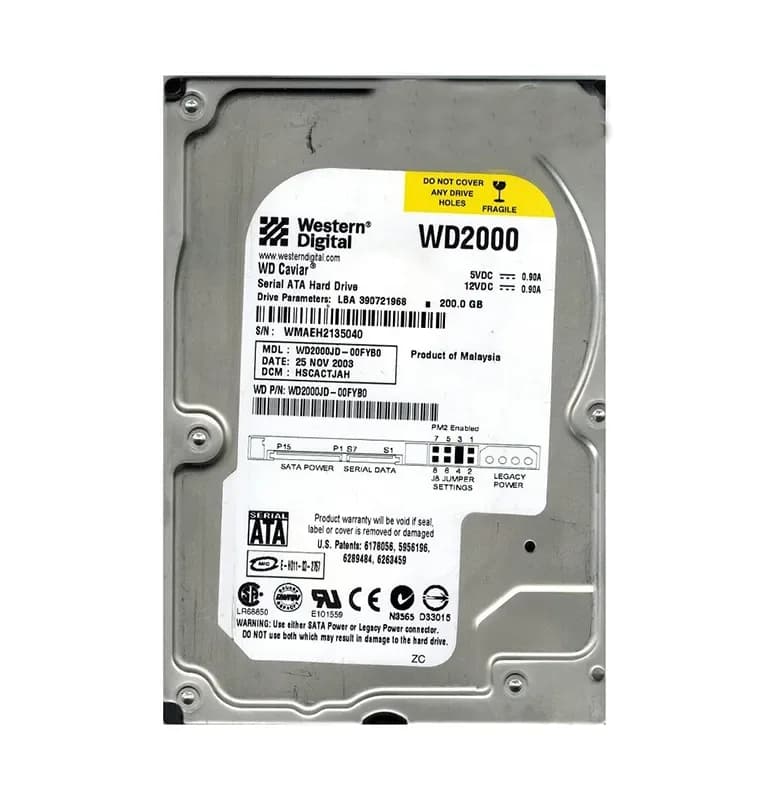 WD2000JD-00FYB0 - WD 200GB 7200RPM SATA 1.5Gb/s 3.5-in HDD