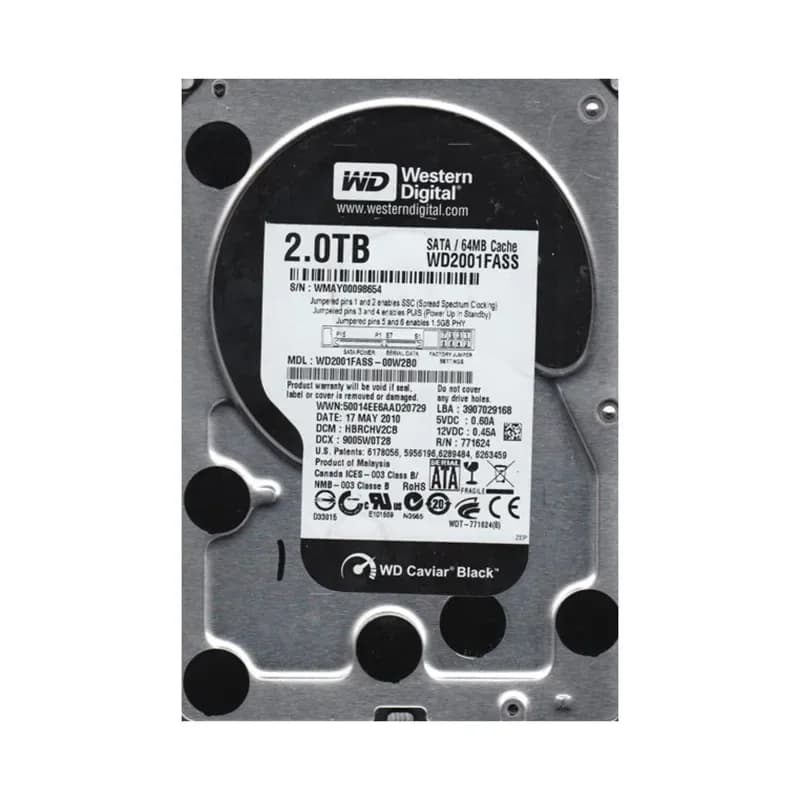 WD2001FASS-00W2B0 - WD 2TB 7200RPM SATA 3Gb/s 3.5-in HDD