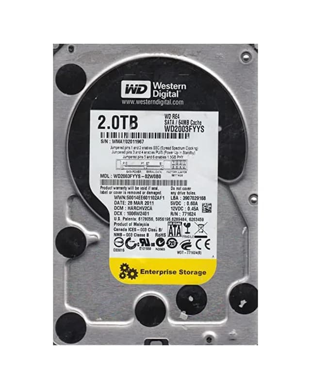 WD2003FYYS-02W0B0 - WD 2TB 7200RPM SATA 3Gb/s 3.5-in HDD