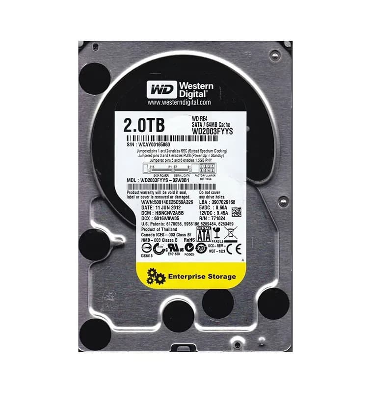 WD2003FYYS-02W0B1 - WD 2TB 7200RPM SATA 3Gb/s 3.5-in HDD