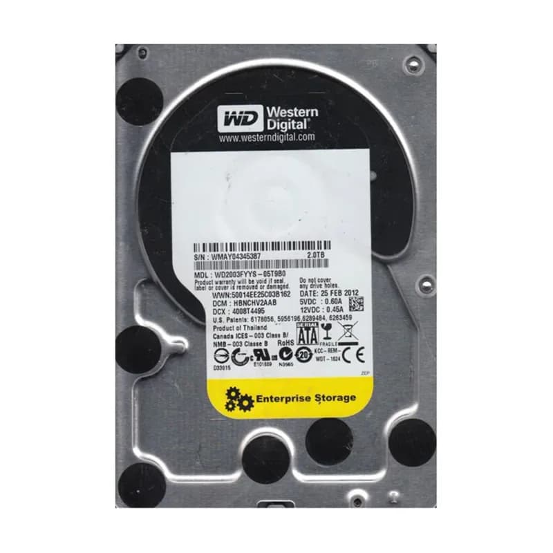 WD2003FYYS-05T9B0 - WD 2TB 7200RPM SATA 3Gb/s 3.5-in HDD