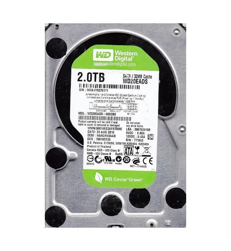 WD20EADS-00S2B0 - Western Digital 2TB 5400RPM SATA 3Gb/s 3.5-in HDD